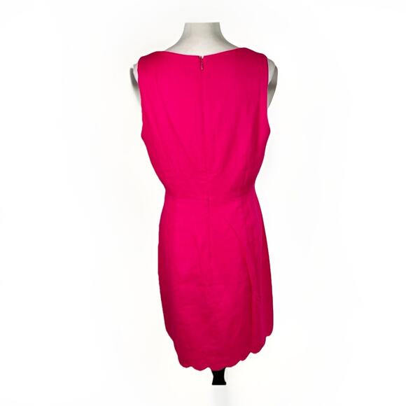 J.Crew Sheath Dress Womens 14 Pink Sleeveless Scalloped Hem Neck Bodycon Office - Picture 3 of 10